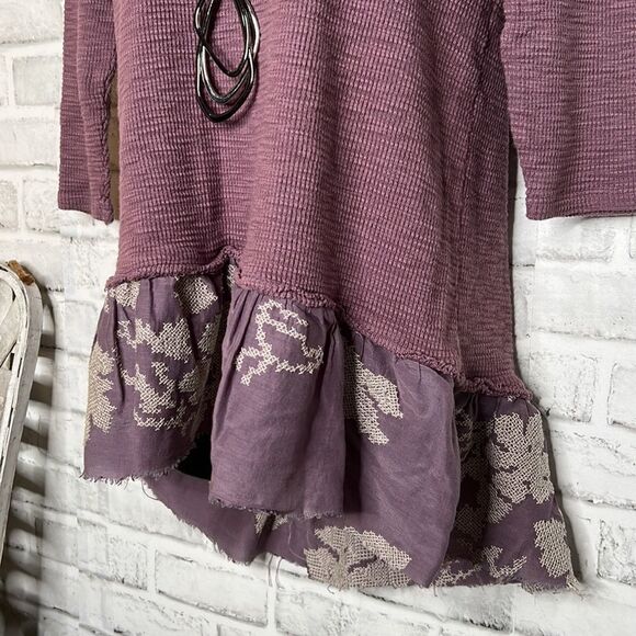 Dylan Boho Hippie Thermal Tiered Tunic Top Size Small Embroidered - Picture 4 of 6